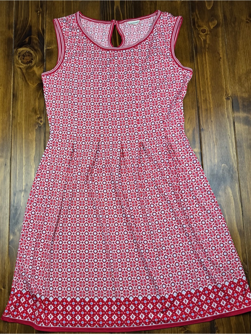 Max Studio Red & White Geometric Sleeveless Mini Dress